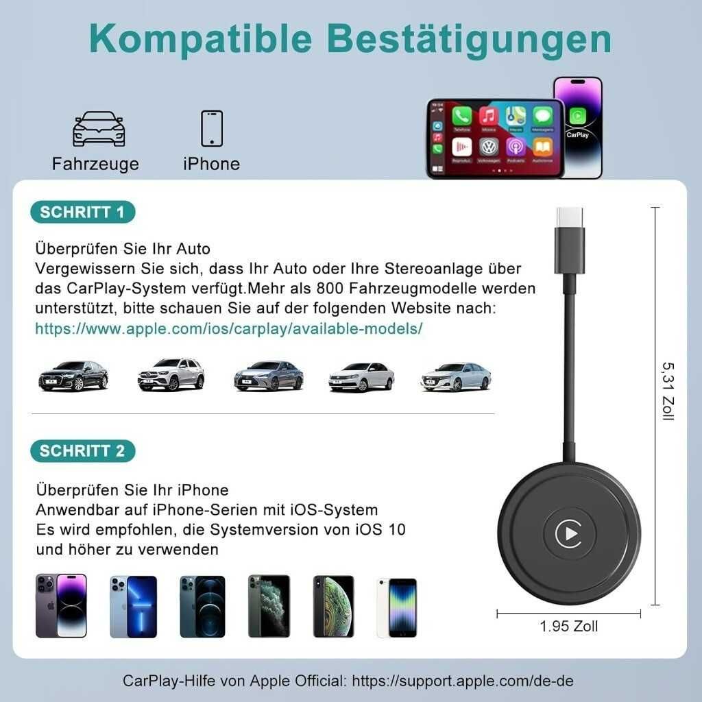 CarPlay bezprzewodowy adapter do iPhone