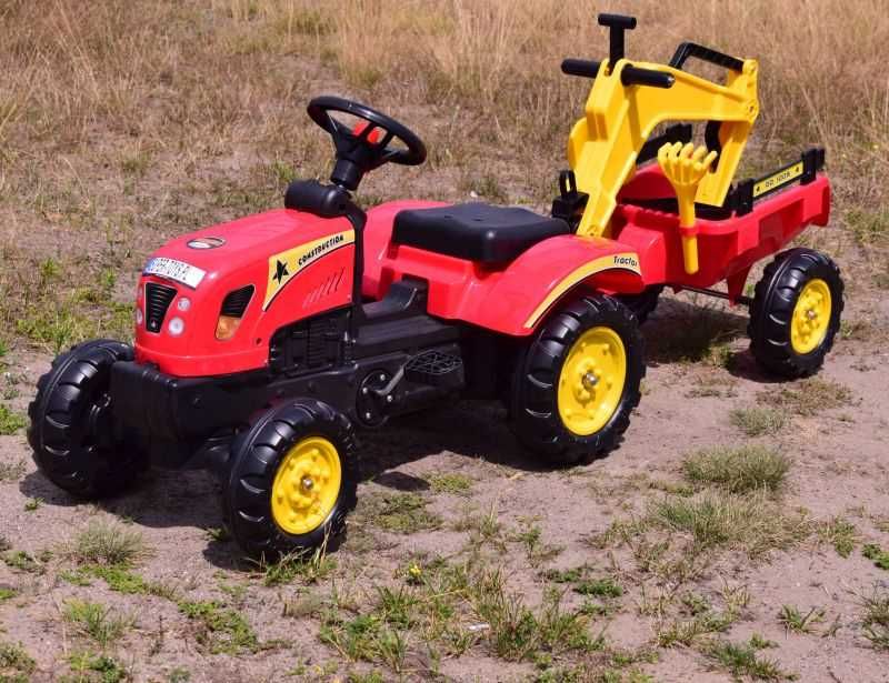 BAWIBUS.PL auto TRAKTOR NA PEDAŁY z przyczepą koparka dla dzieci autko