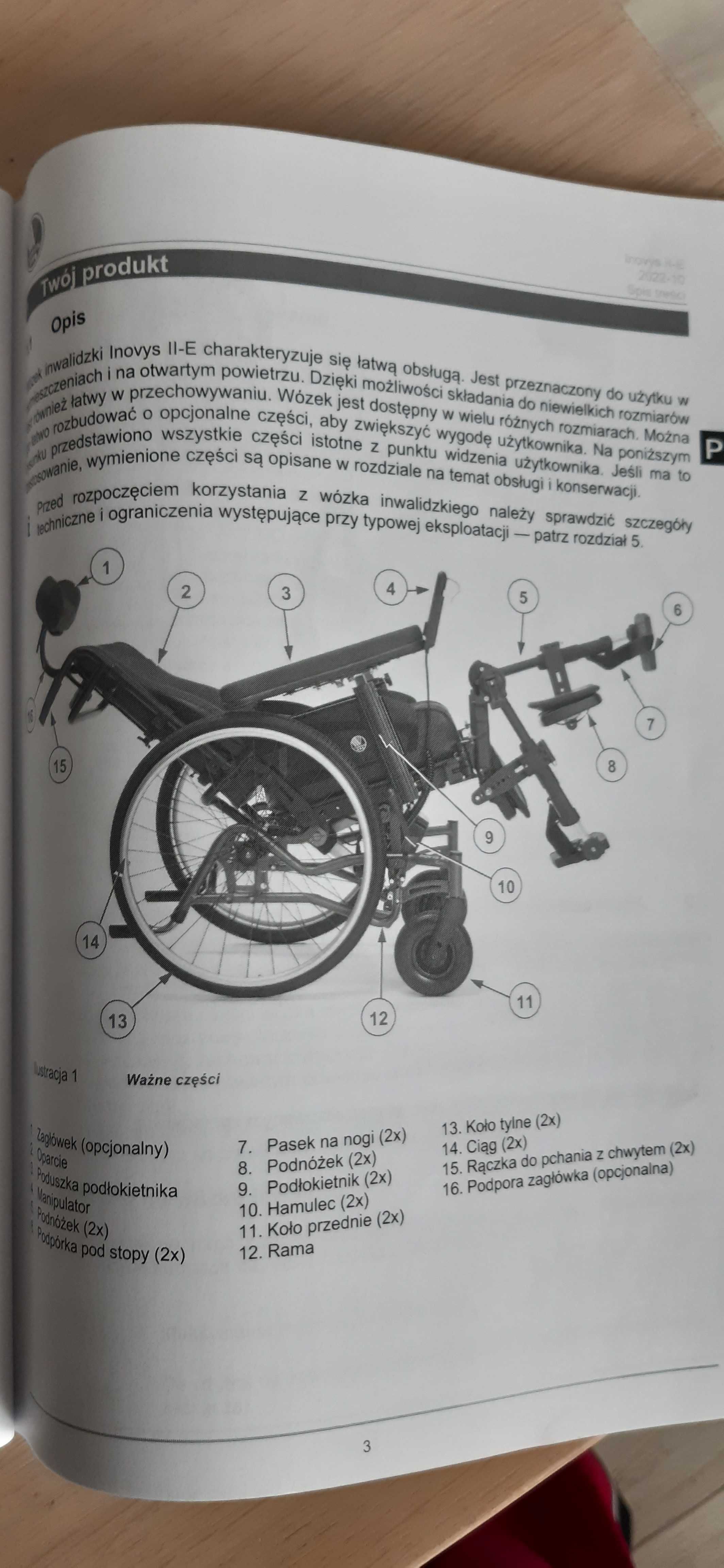 Vermeiren inovys II-E nowy wozek inwalidzki elektryczno manualny opis