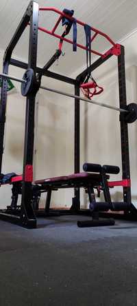 Equipamento de Musculação Completo - Rack, Banco, Barra, TRX, Pesos