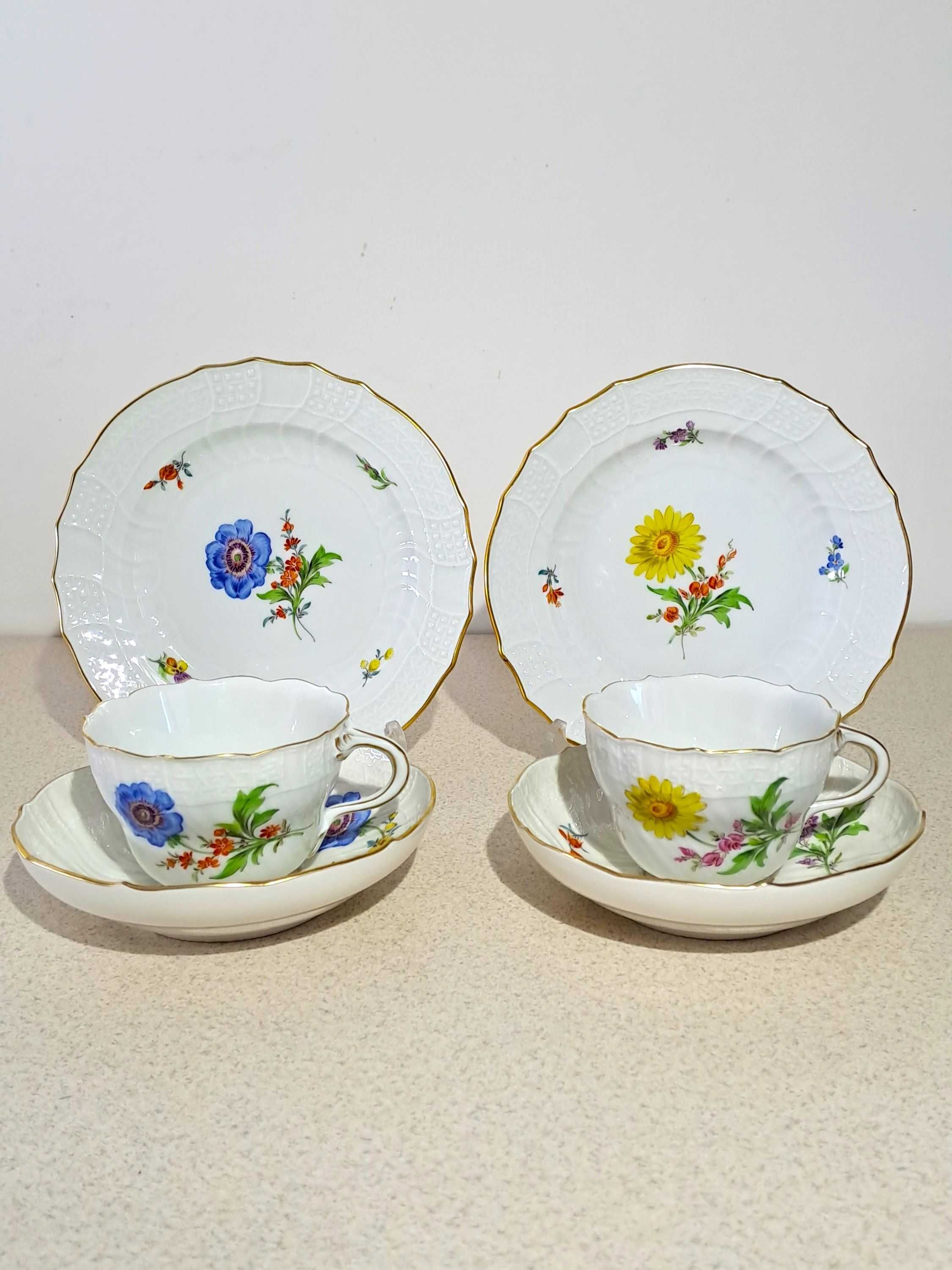 Serwis na 6 osób Meissen Miśnia 1852 - 1870 r. reliefy wytłoczenia