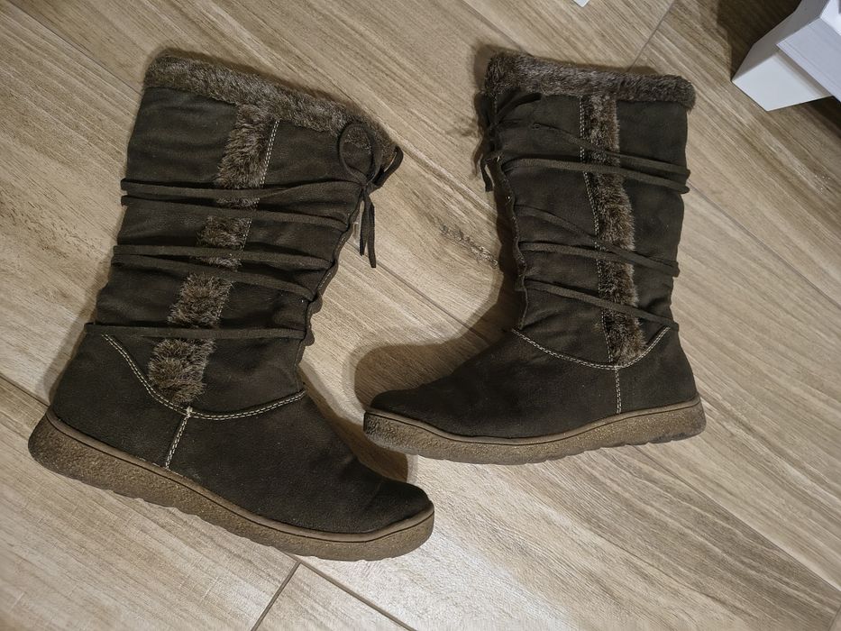 Śniegowce brązowe kozaki zimowe