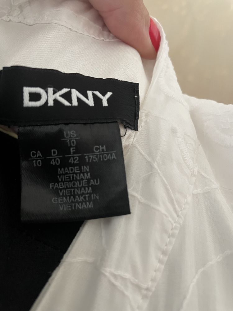 Плаття DKNY біле з прошви, хлопок