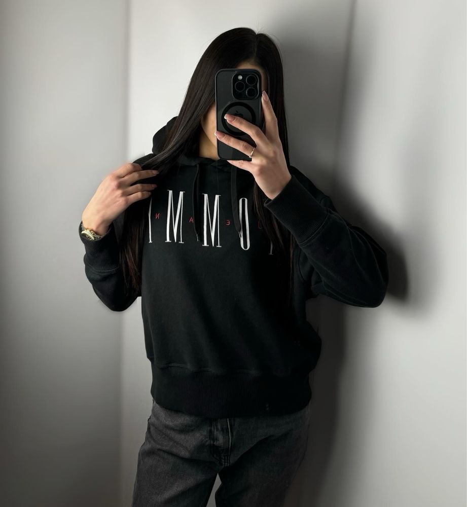 Худі tommy hilfiger чорний кофта з капюшоном толстовка оверсайз томмі
