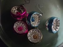 5 małych bombek z dziurką reflektorki  PRL z