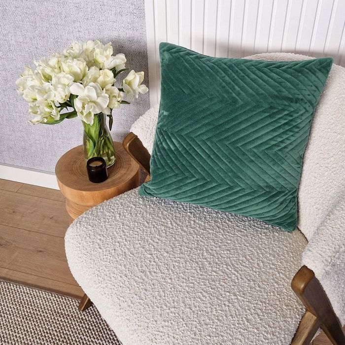 Poszewka na poduszę 45x45 Welurowa velvet pluszowa Jodełka Caden Zielo