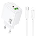 Швидка Зарядка iPhone 30W USB + Type-C / Hoco CS55A type-c to ligtning