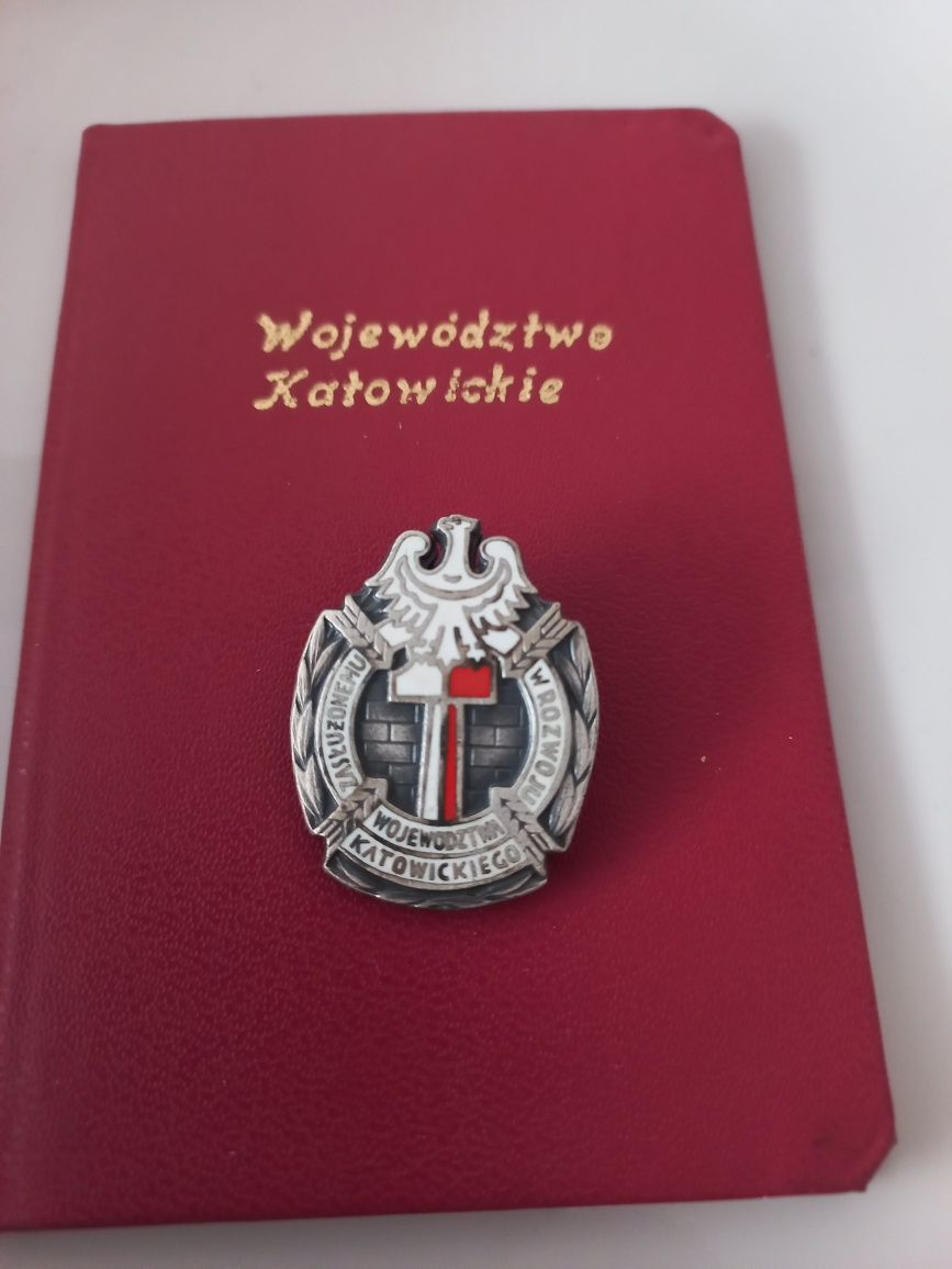 Odznaka,zasłużonemu w rozwoju Województwa Katowickiego PRL z Legitymac