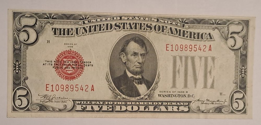 5dolarów USA z 1928r.B