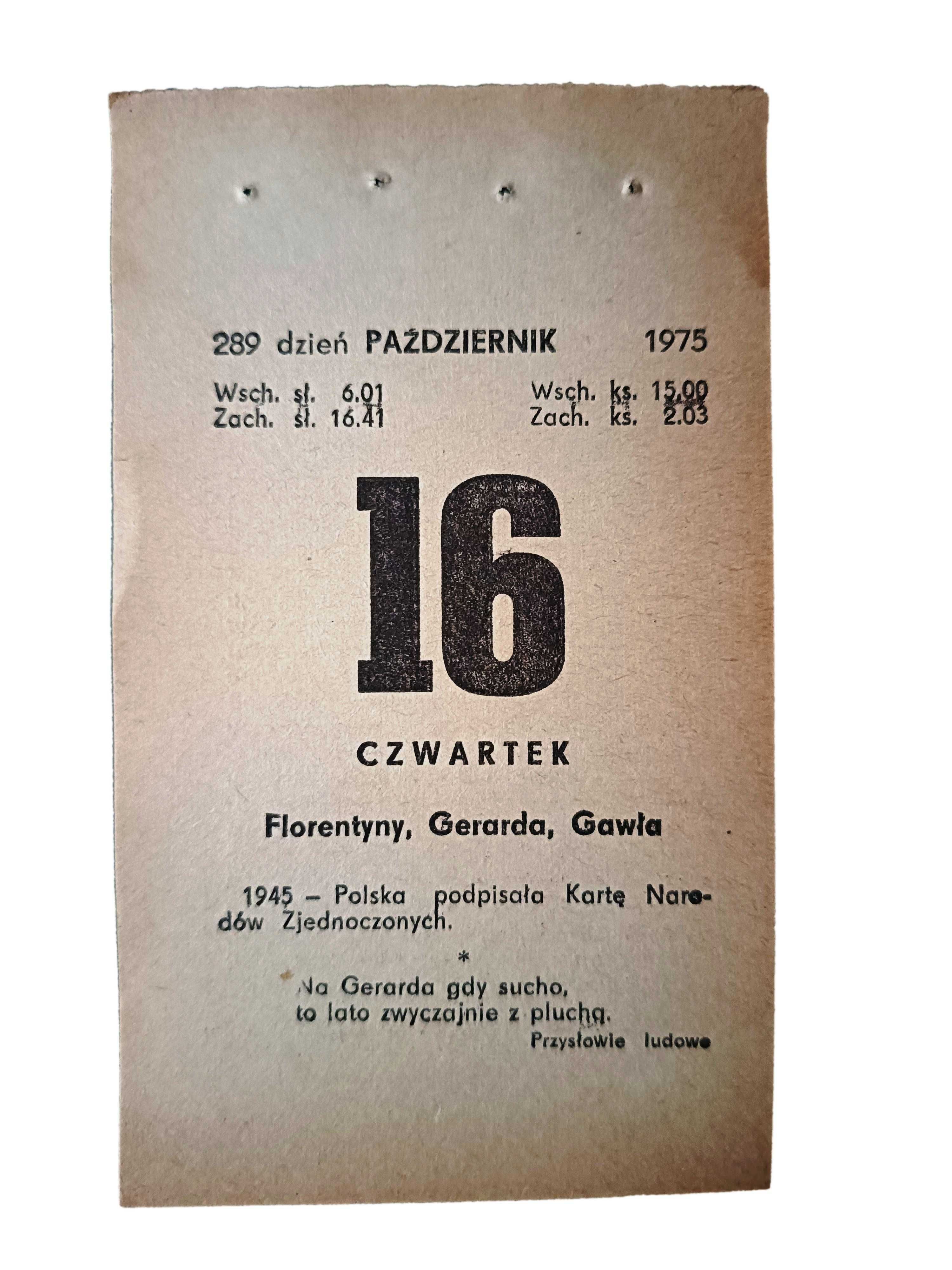1975 oryginalna kartka z kalendarza zdzierak - 50 urodziny - PREZENT