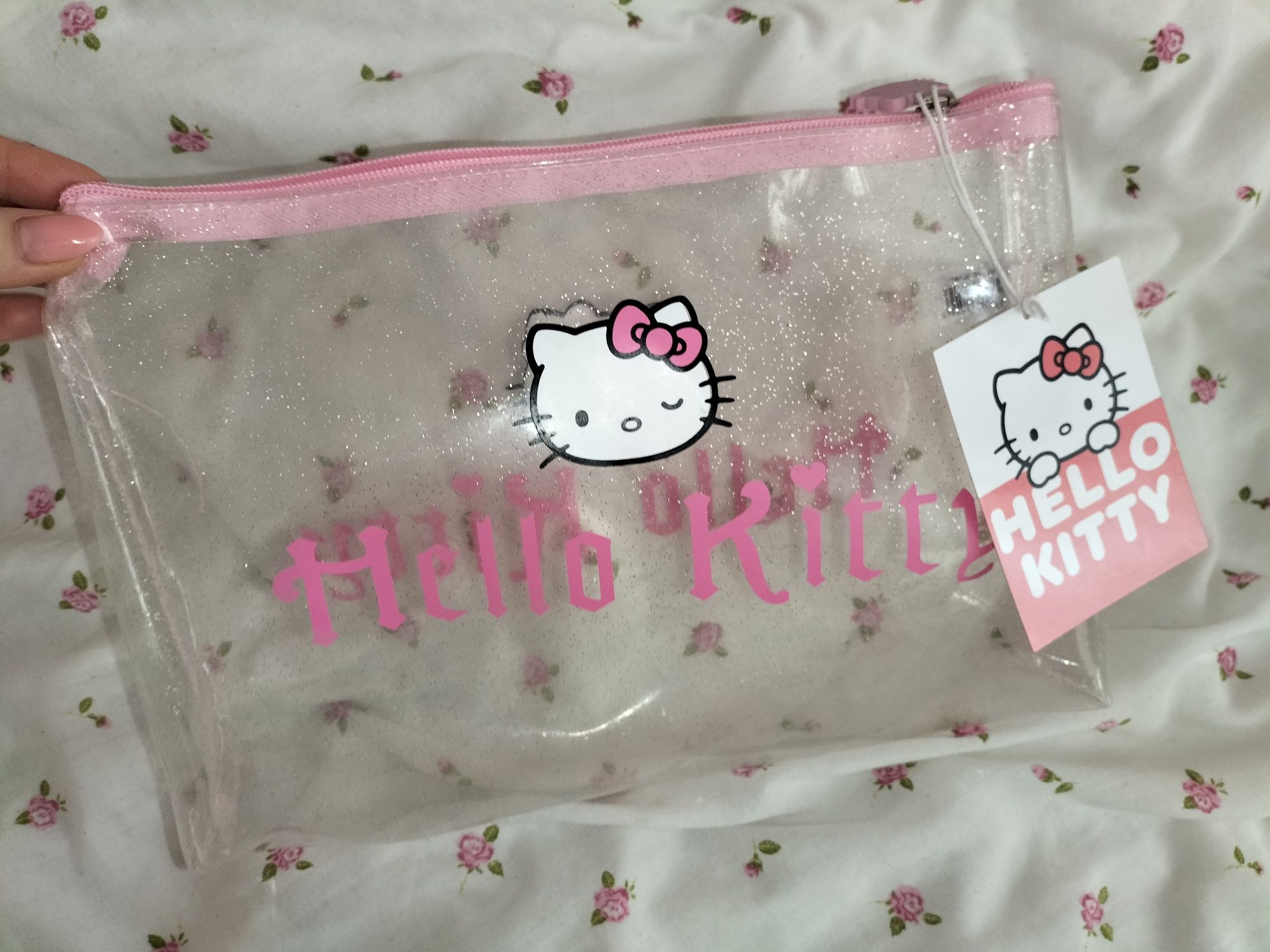 Duża brokatowa kosmetyczka torebka hello kitty sanrio cute kawaii y2k