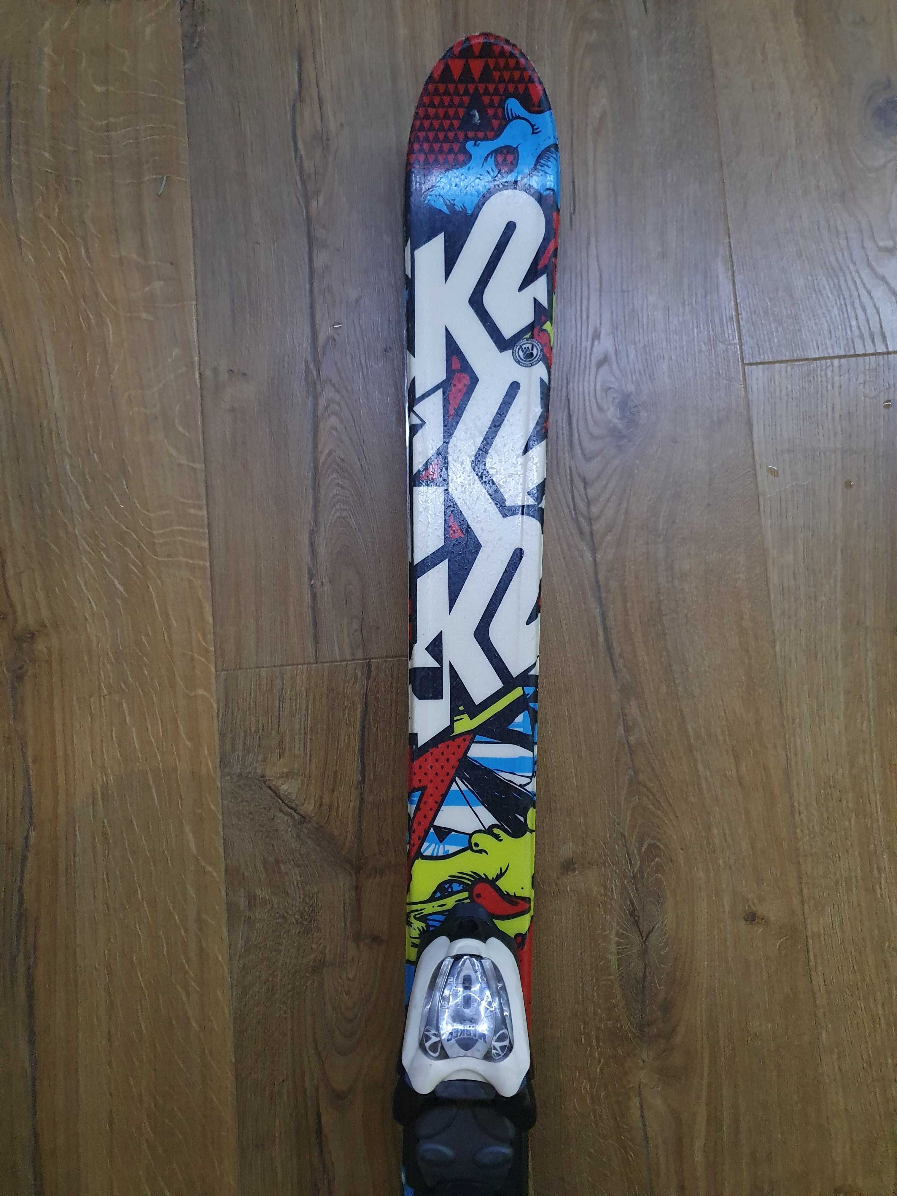 Narty K2 Indy 136cm z wiązaniami, kolorowe