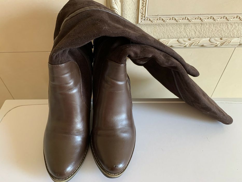 Брендові чобітки/ботфорти Швейцарія Натуршкіра р.36 устілка24см Сапоги