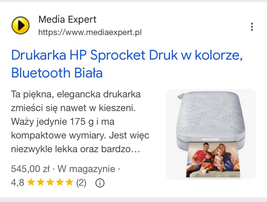 Drukarka HP Sprocket w kolorze białym
