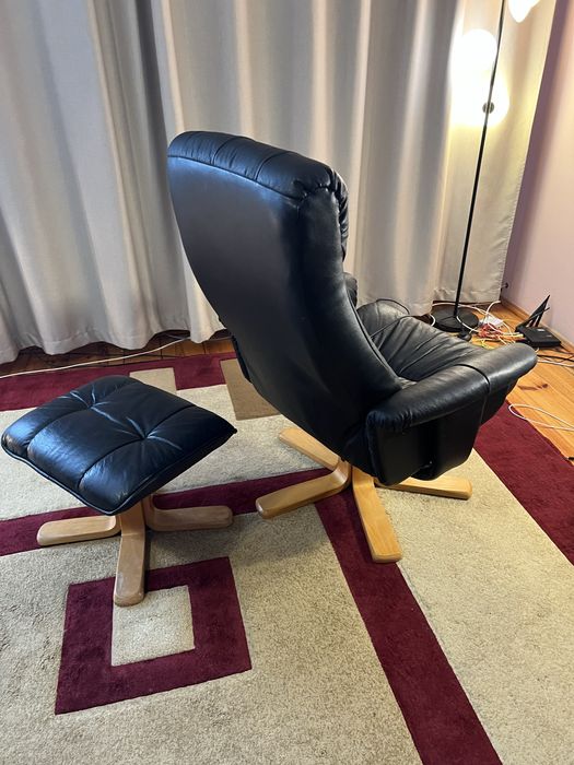 Чорне Крісло Реклайнер з Данії Екошкіра