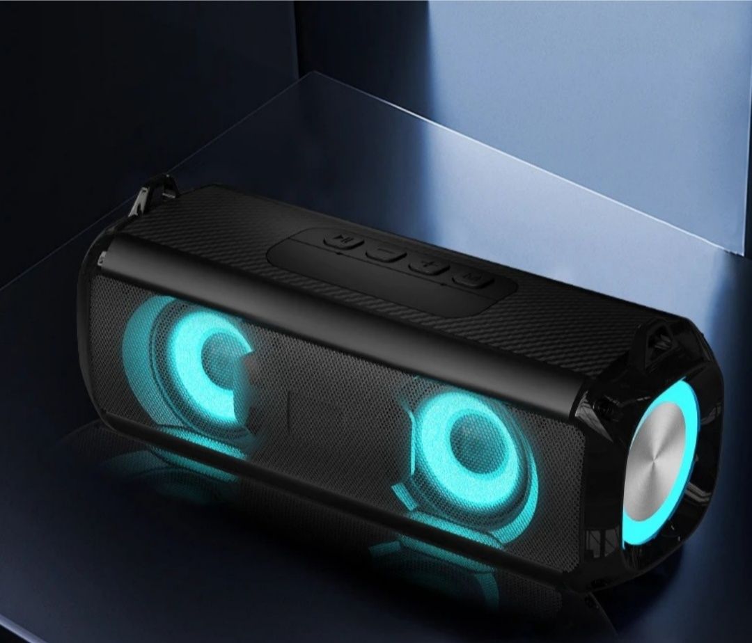 Głośnik bezprzewodowy przenośny LED boombox odtwarzacz bluetooth USB