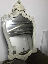 Espelho de madeira branca lacado