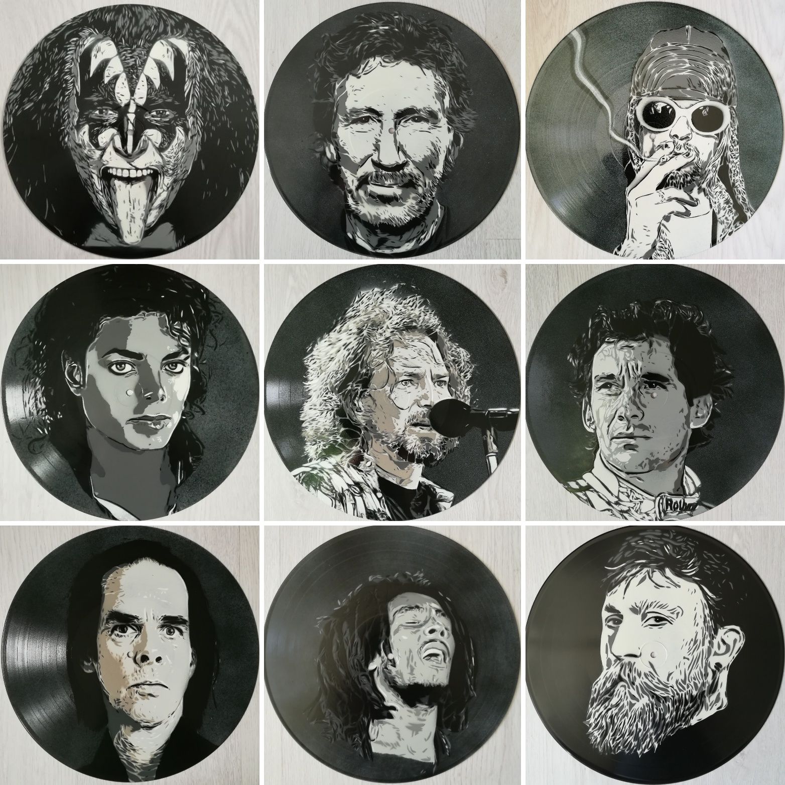 David Bowie, Bob Dylan, Jim Morrisson, etc. pinturas originais