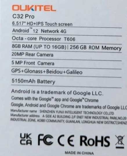 Смартфон Oukitel C32 pro 8/256GB, (на ринку перший) grey
