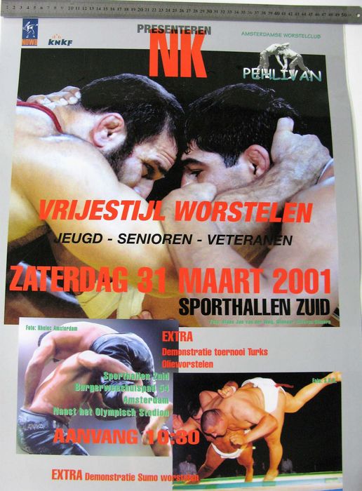 Plakat zapasy Amsterdam 2001 50x69cm zalaminowany