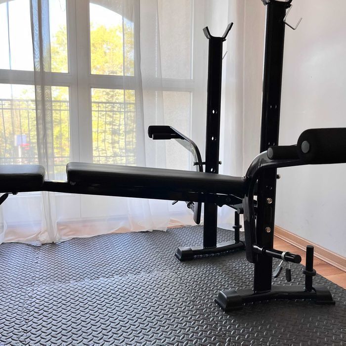 Zestaw Do Ćwiczeń 128kg Siłownia Ławeczka Hantle Sztanga Obciążenia