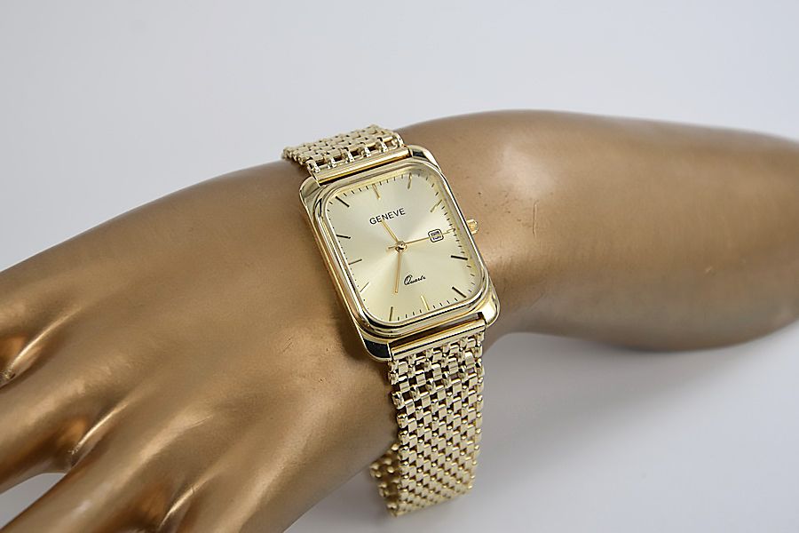Złoty zegarek z bransoletą męski 14k włoski Geneve mw001y&mbw004y P