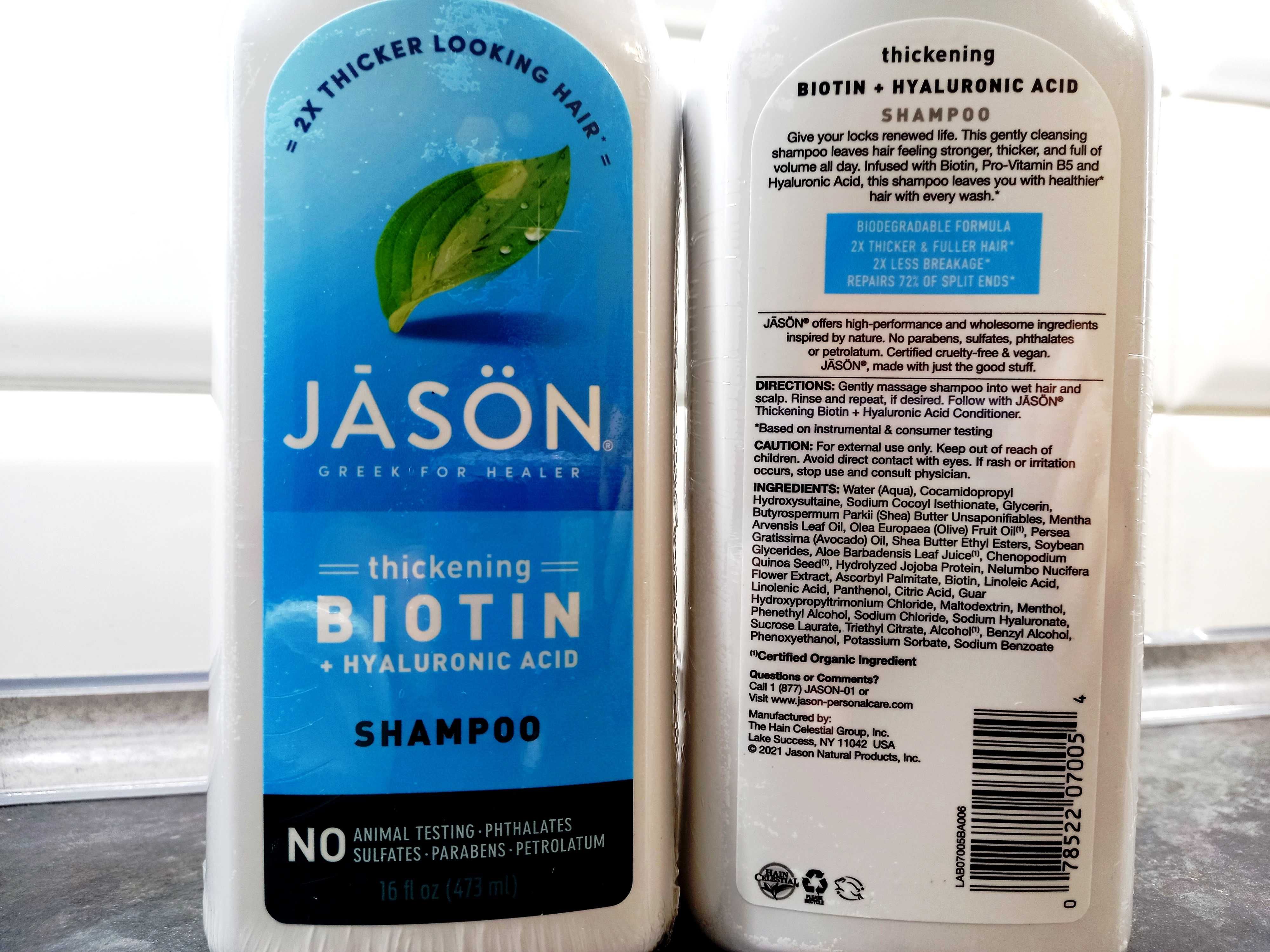 Jason, Shampoo Biotine + Hyaluronic Acid (473 мл), шампунь с биотином