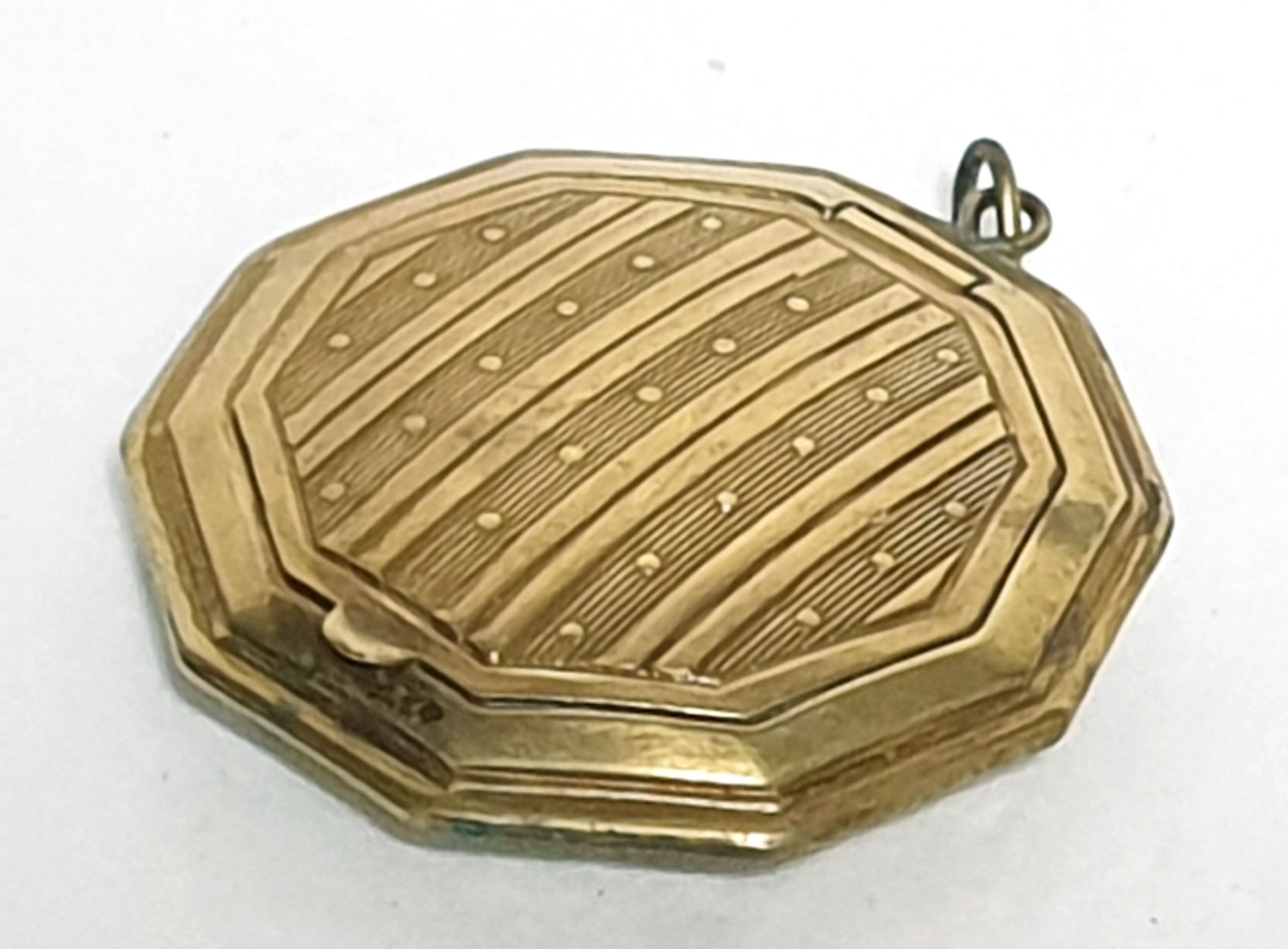Lindo antigo pendente caixa octagonal com espelho