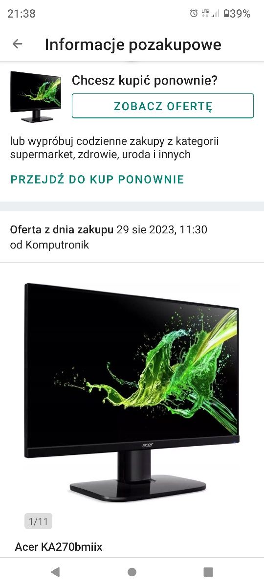 Monitor ACER KA270bmiix 27"