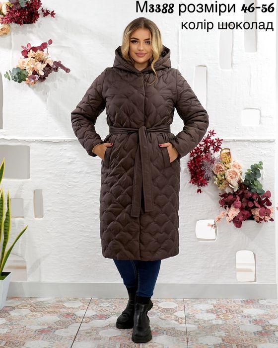 Жіноче зимове пальто колір шоколад розміри:48;50;52;54;56