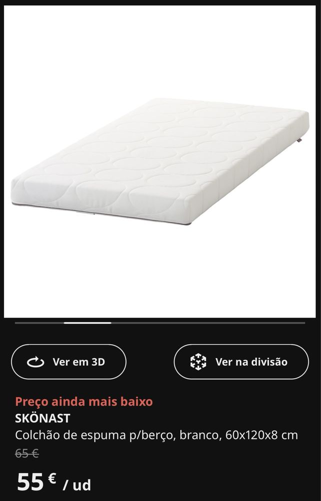 Cama/berço + colchão Ikea