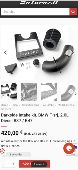 Intake bmw serie F com motor n47 e b37 novo