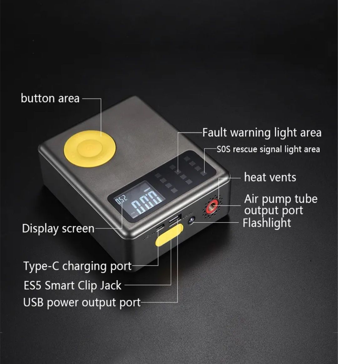 Booster auto e compressor de pneus 13000mah Novo