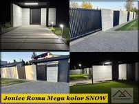 Nowoczesny bloczek XXL na ogrodzenie Joniec Roma MEGA SNOW od ręki