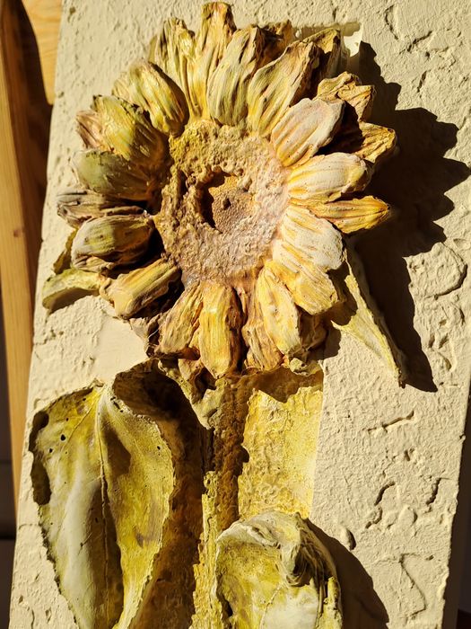 Obraz rękodzieło ceramika 3D słonecznik