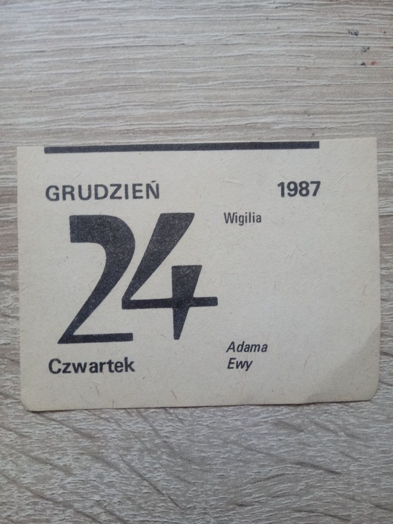 Kartka z kalendarza zdzierak rocznik 1987