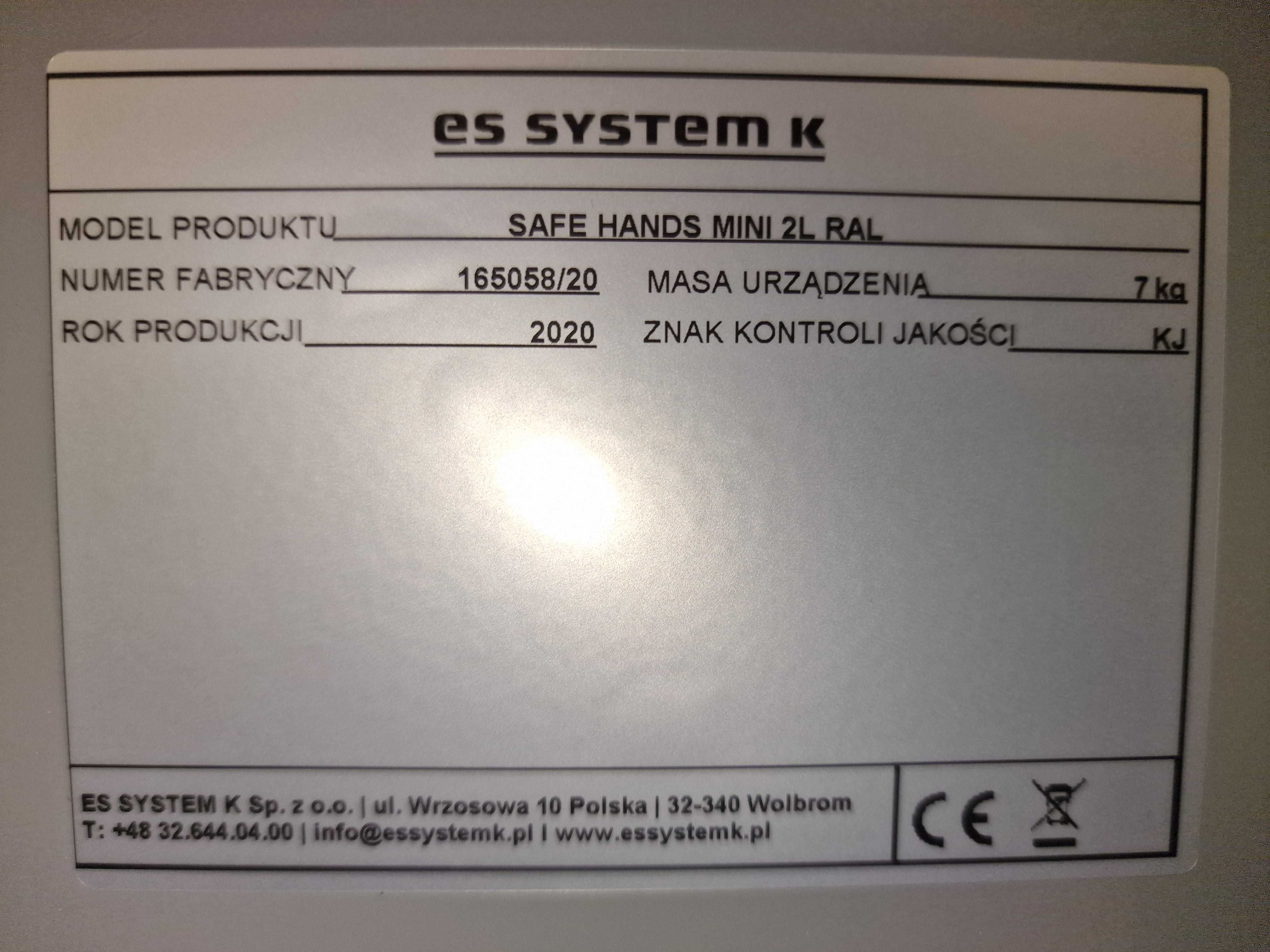 Dozownik płynu dezynfekcyjnego, pompa Safe Hand Mini 2L