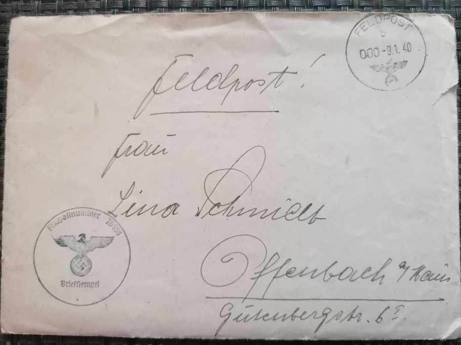 2 cartas e 9 cartões alimentares do 3.º Reich. Ótimos. 1940 a 1944