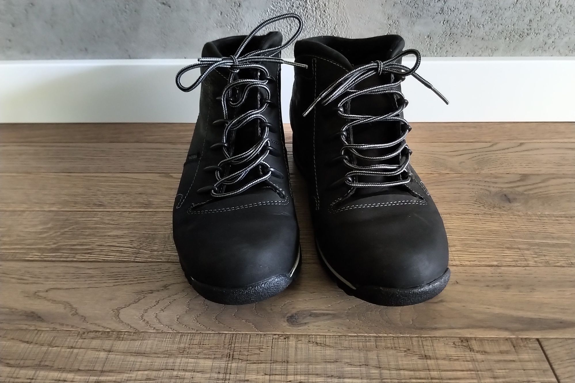 Badura buty męskie 42 czarne wysokie półbuty zimowe skórzane