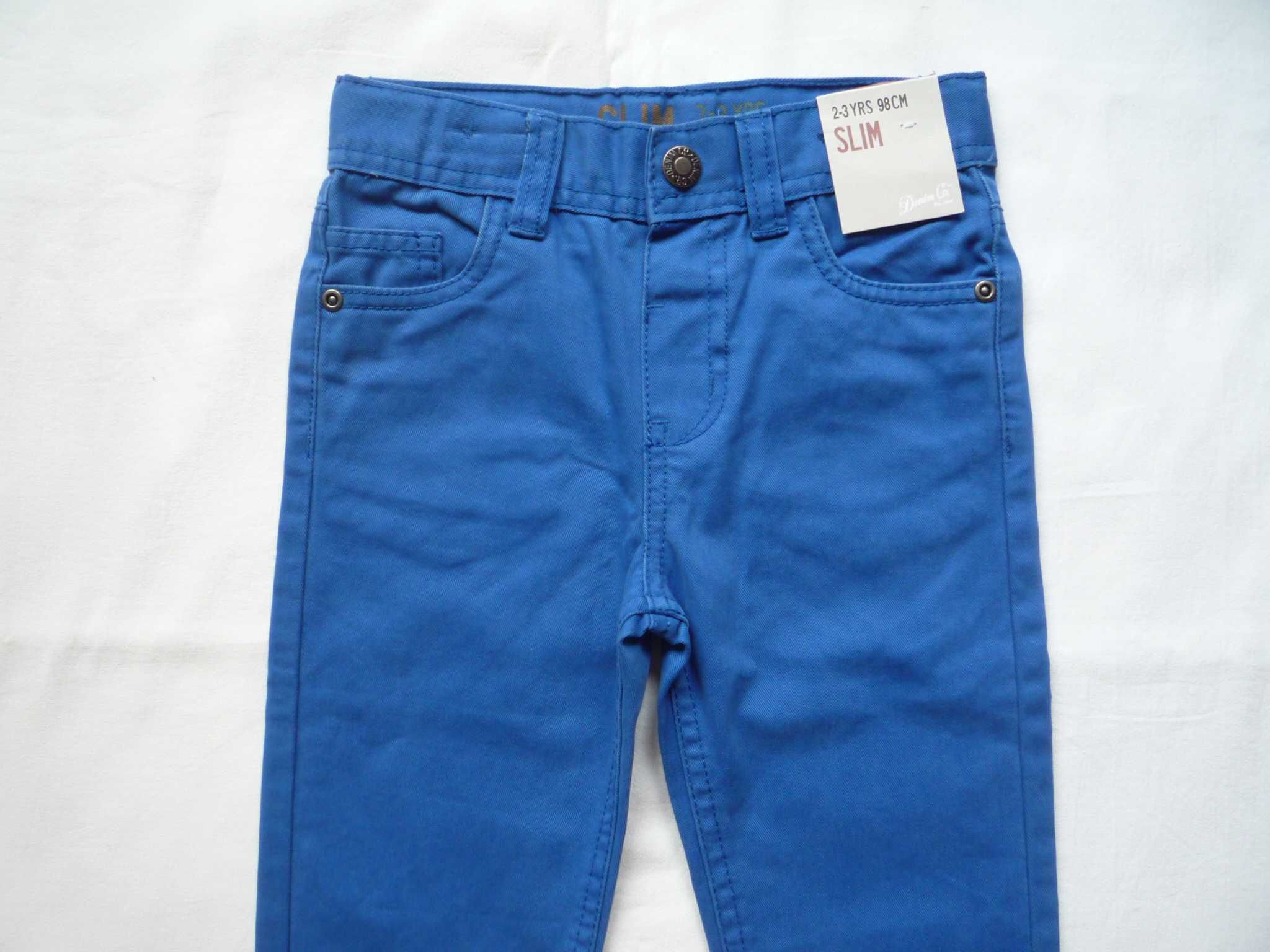 NOWE Spodnie r. 98 Slim Niebieskie Denim Bawełna