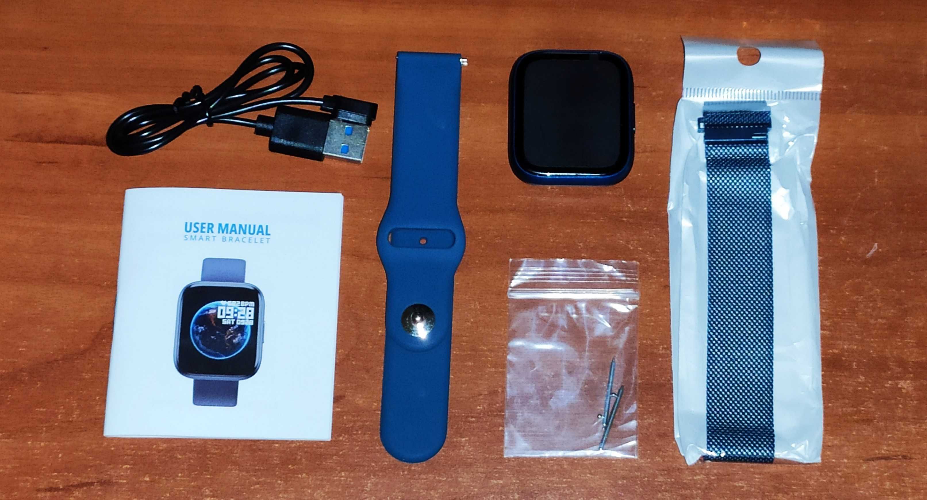 Смарт часы SMART WATCH T-99 S, голосовой вызов, два браслета,blue