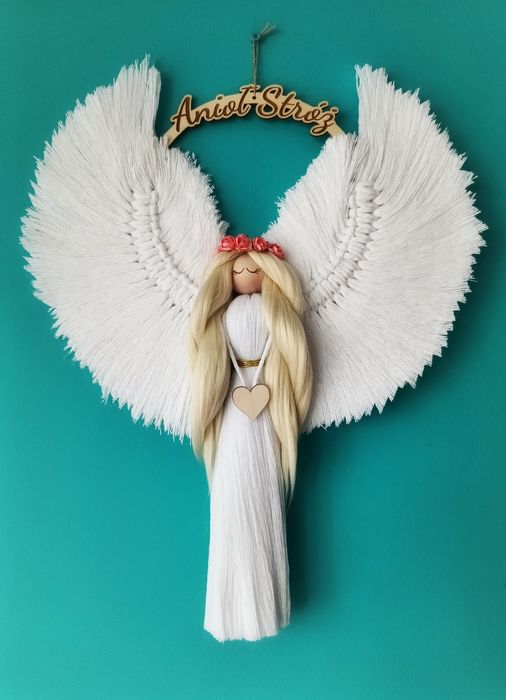 Anioł Stróż makrama anielica prezent
