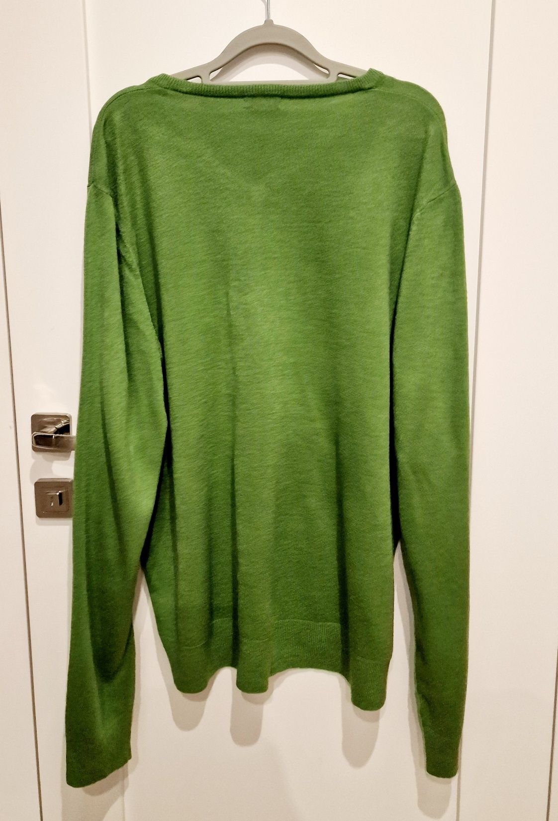 Swetr męski sweterek w serek XXL F&F zielony zieleń z długim rękawem