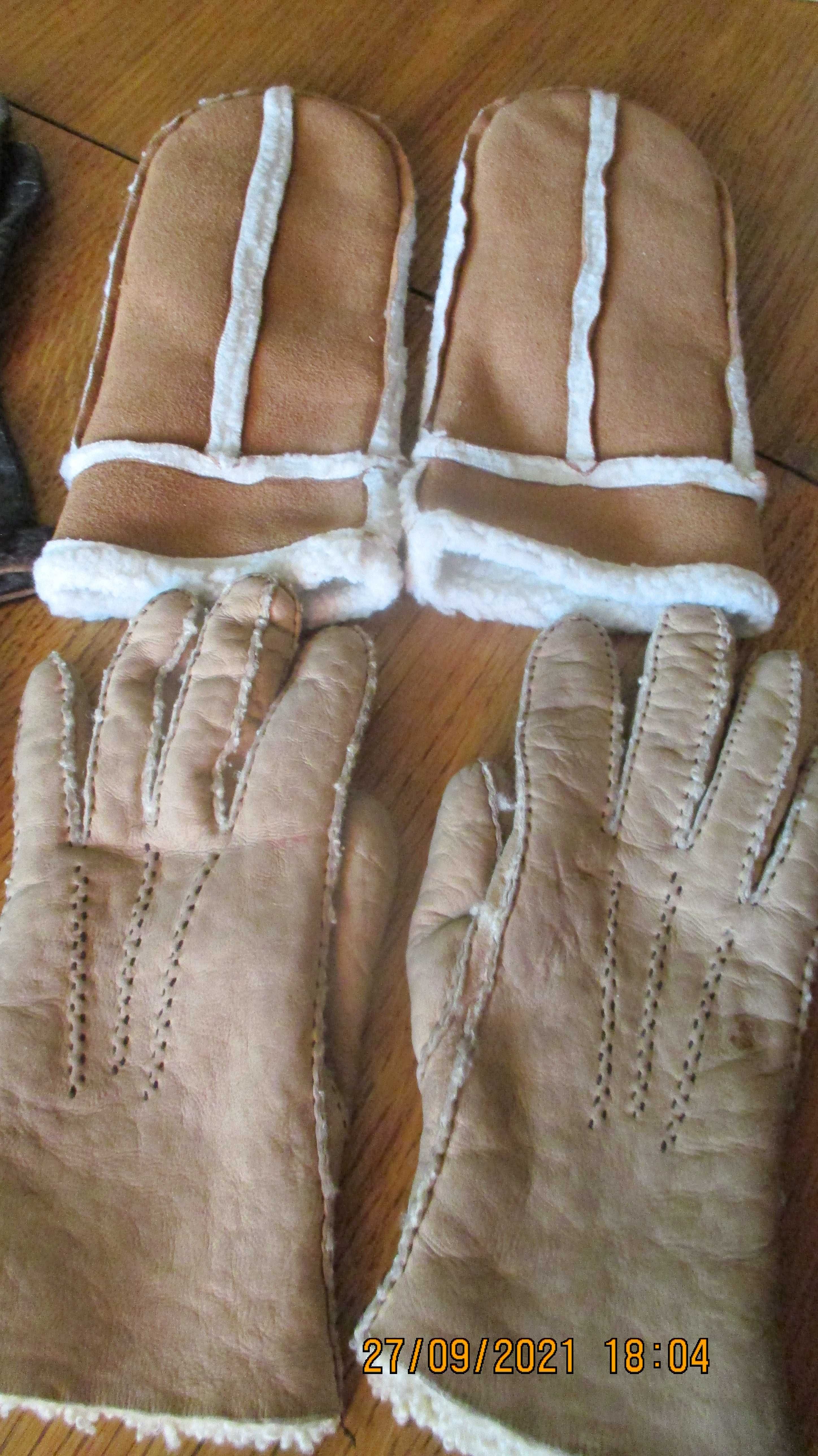 rękawiczki skórzane i  wełniane
