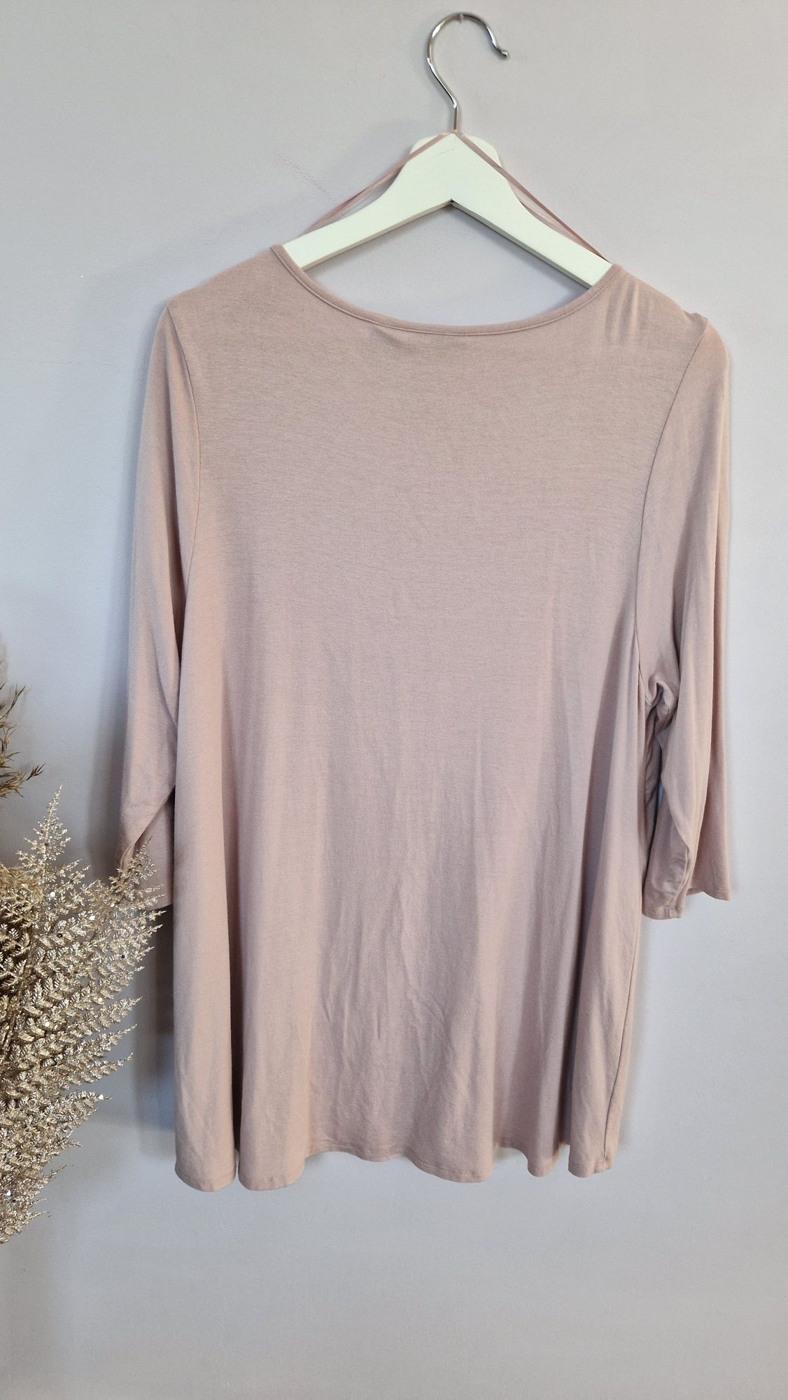 Gładka długa luźna bluzka pudrowy róż plus size XL-3XL JNY
