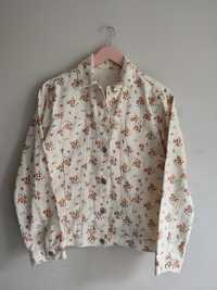 Kremowa jeansowa kurtka w kwiatowy wzór