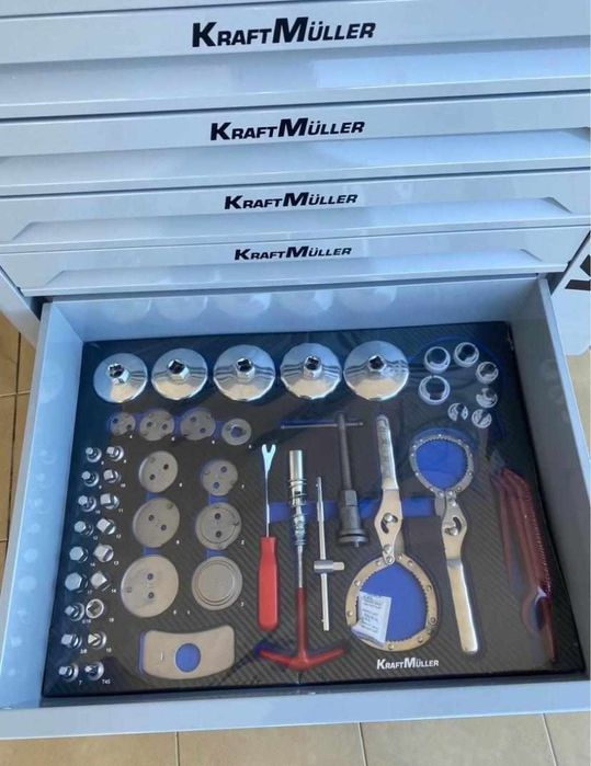 Carrinhos ferramentas 8 gavetas completas p/lateral marca Kraftmuller