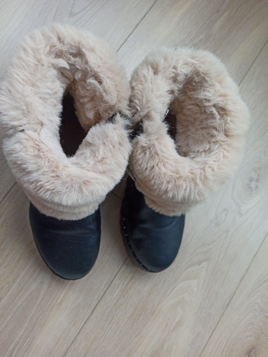 Botki buty zimowe ocieplane z futerkiem zara 37