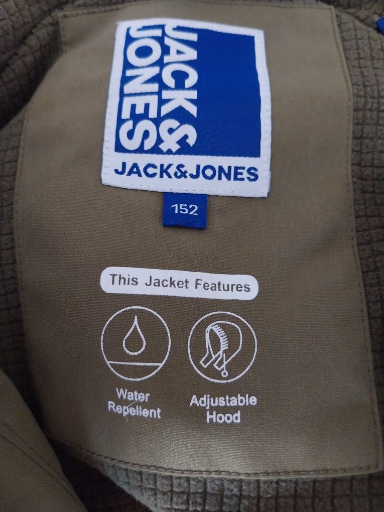 Casaco Jack & Jones verde e caqui, capucho, Tamanho 12 anos