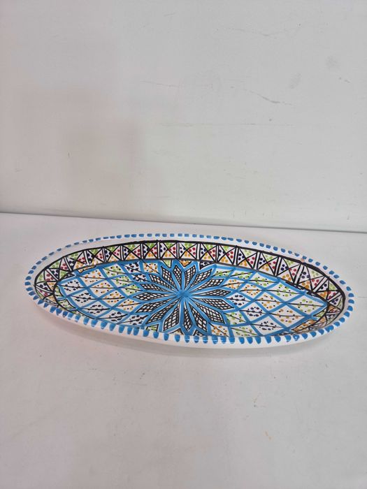 Tunezyjska miska do serwowania, mozaika, ręcznie malowana, owalna
